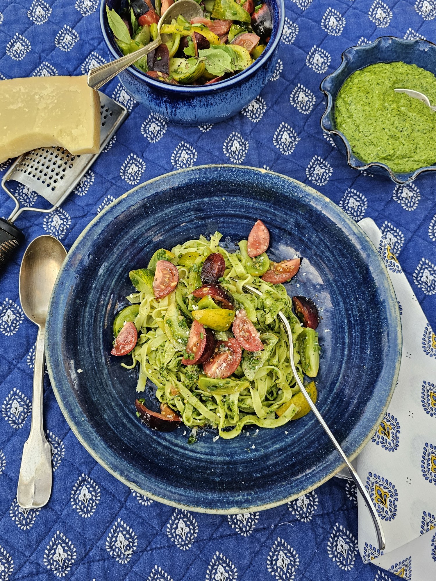 Fresh Pasta with Heirloom Tomatoes and Summer Pesto